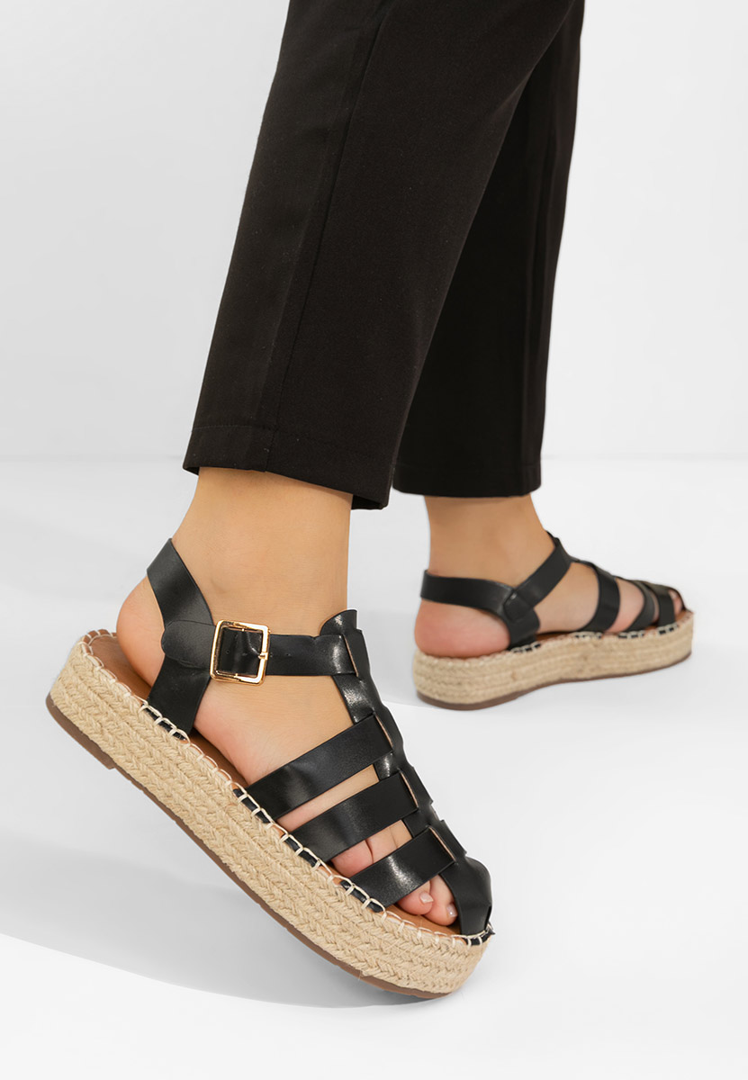 Reliama fekete platform szandál szandál