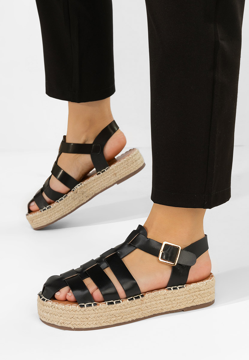 Reliama fekete platform szandál szandál