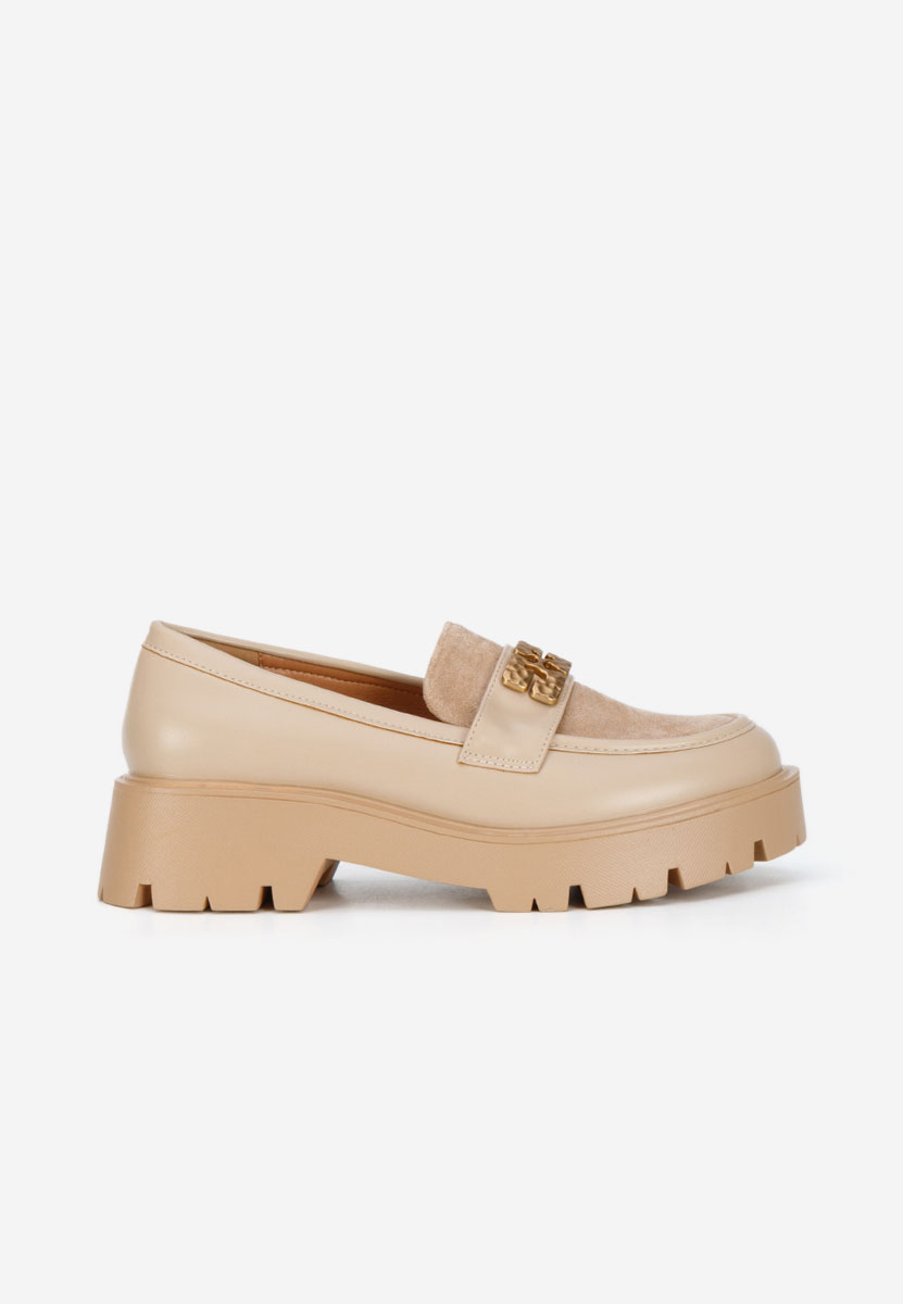 Karamela khaki női telitalpú mokaszin