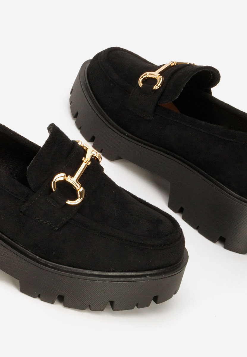 Belvina fekete női telitalpú mokaszin