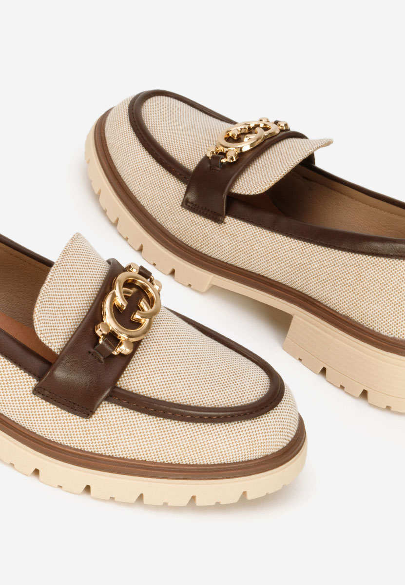 Lenisia bézs női magas talpú mokaszin