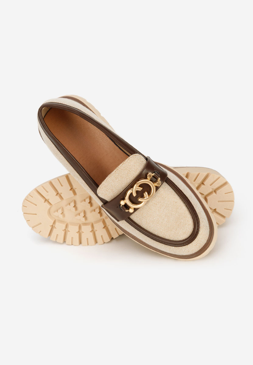 Lenisia bézs női magas talpú mokaszin