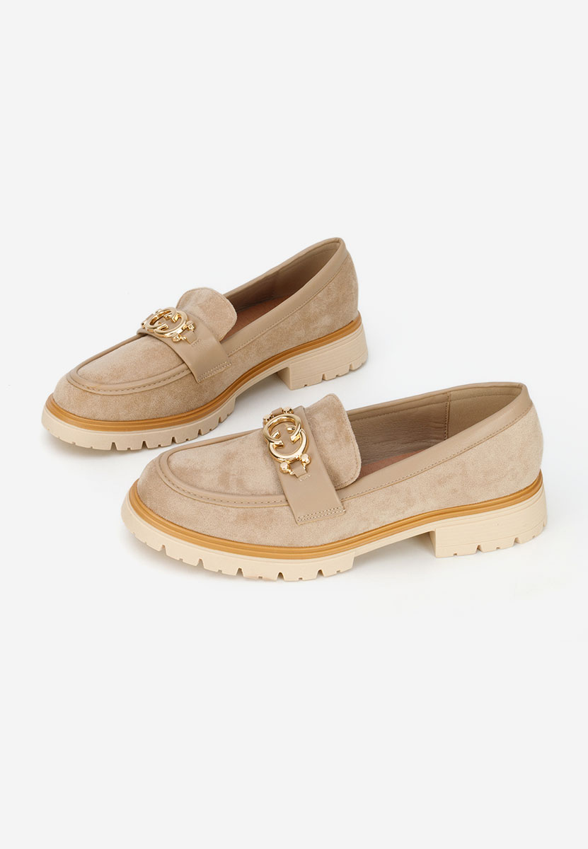 Lenisia khaki női magas talpú mokaszin