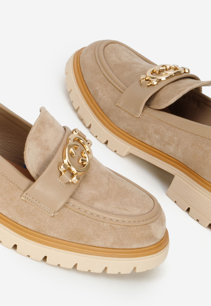 Lenisia khaki női magas talpú mokaszin