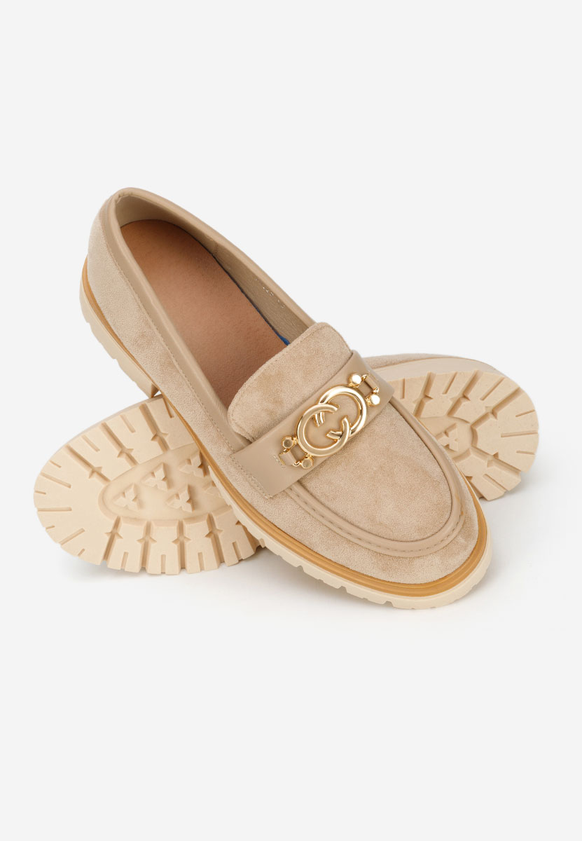 Lenisia khaki női magas talpú mokaszin