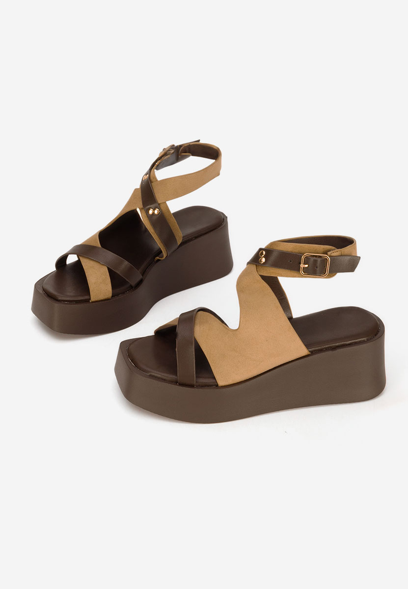Kataline khaki platform szandál szandál