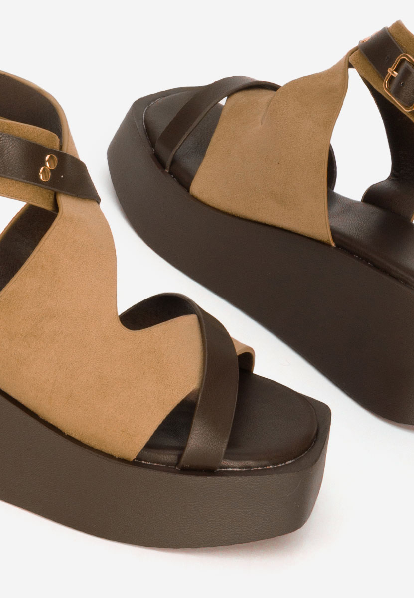 Kataline khaki platform szandál szandál