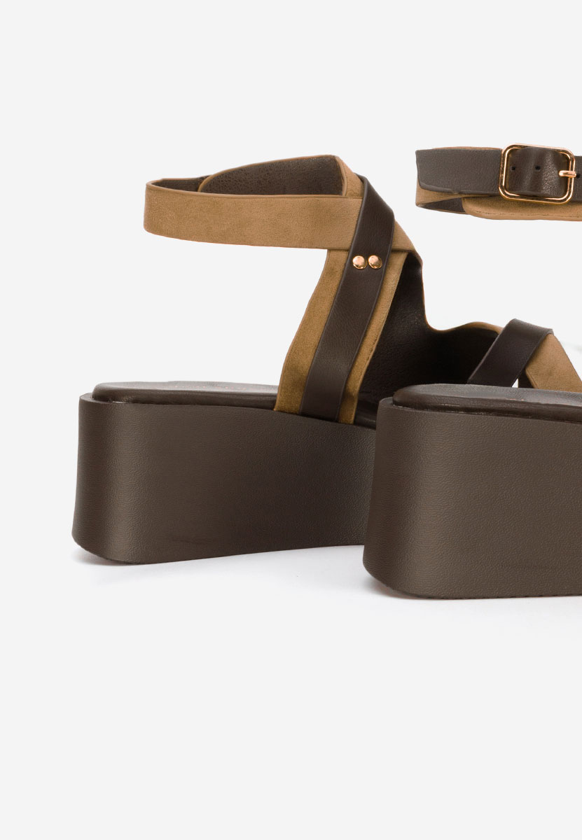 Kataline khaki platform szandál szandál