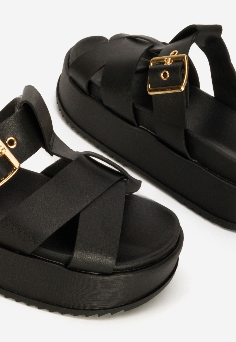 Inaria fekete telitalpú platform papucs