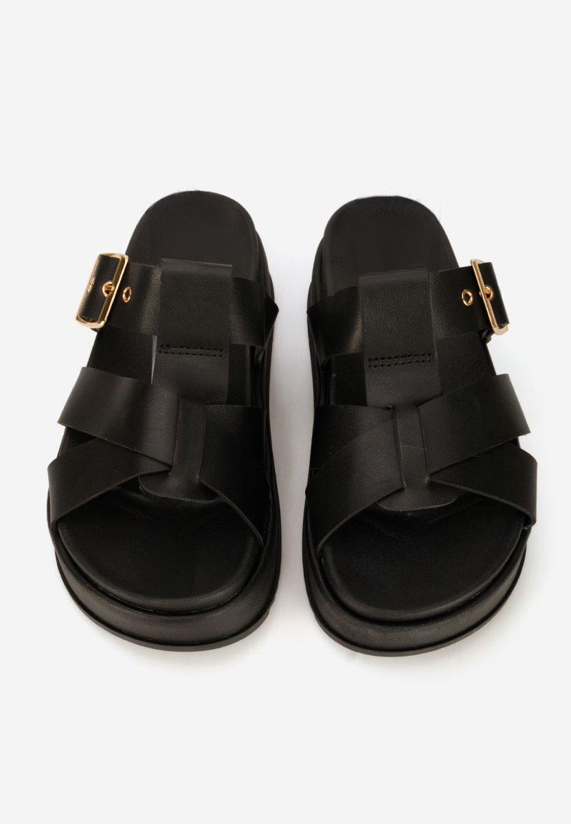 Inaria fekete telitalpú platform papucs