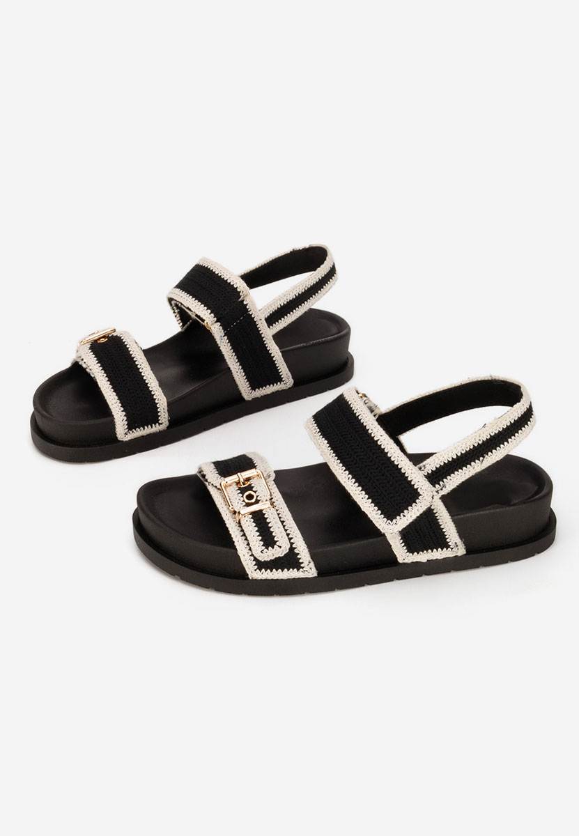 Sharma fekete lapos szandál