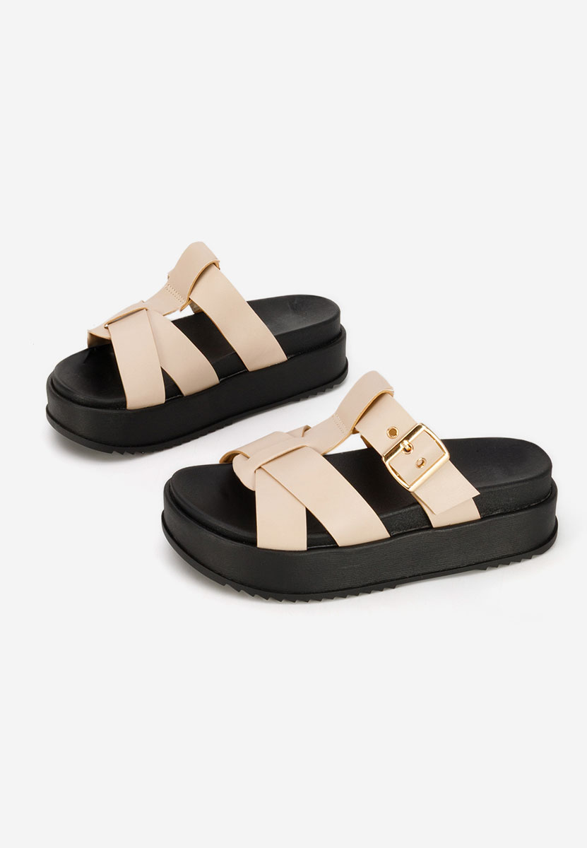 Inaria bézs telitalpú platform papucs