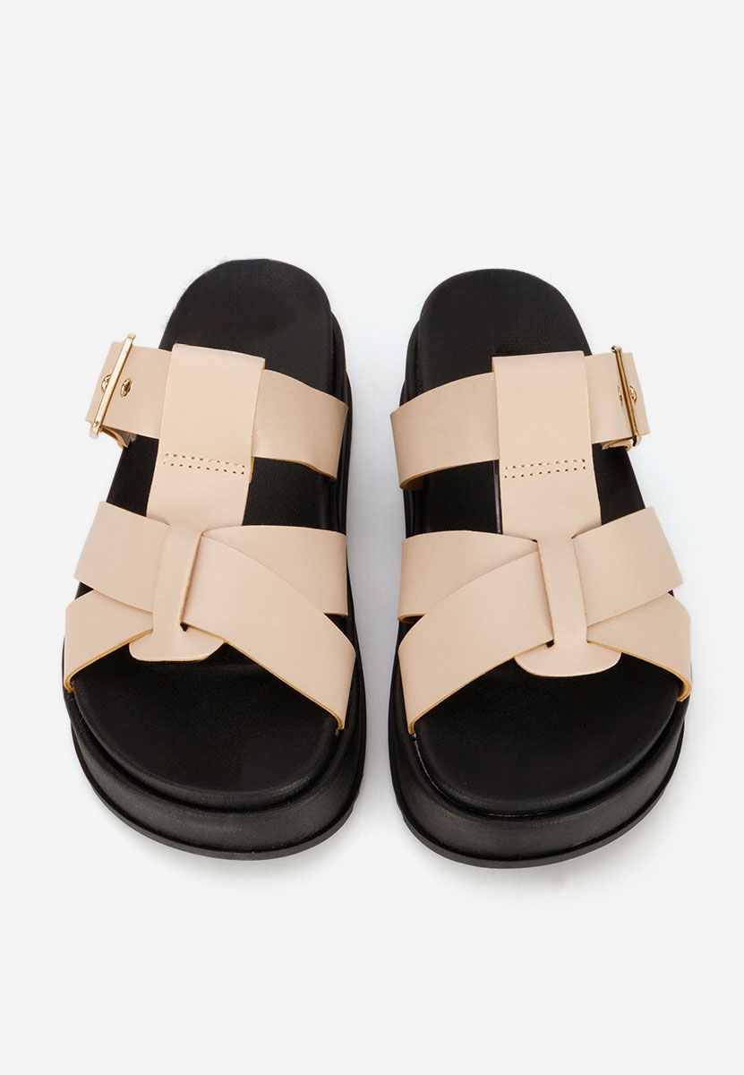 Inaria bézs telitalpú platform papucs