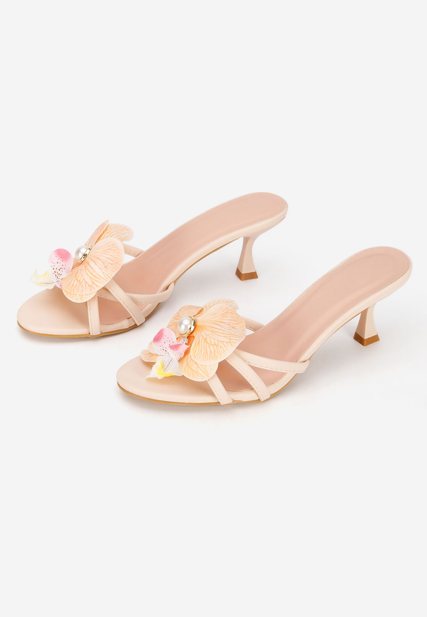 Florentia bézs magassarkú papucs