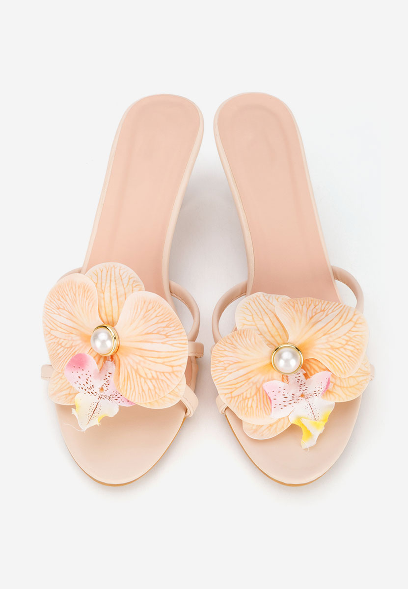 Florentia bézs magassarkú papucs