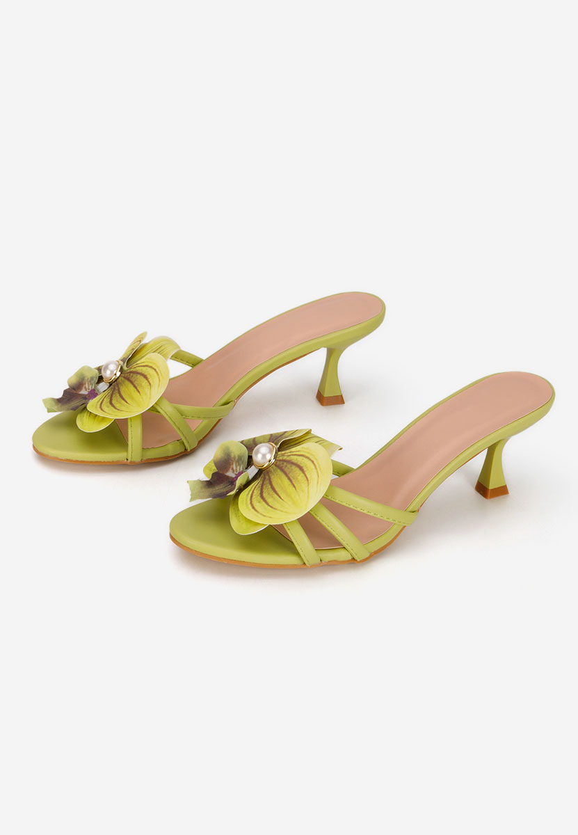 Florentia zöld magassarkú papucs