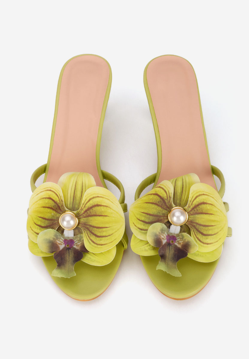 Florentia zöld magassarkú papucs