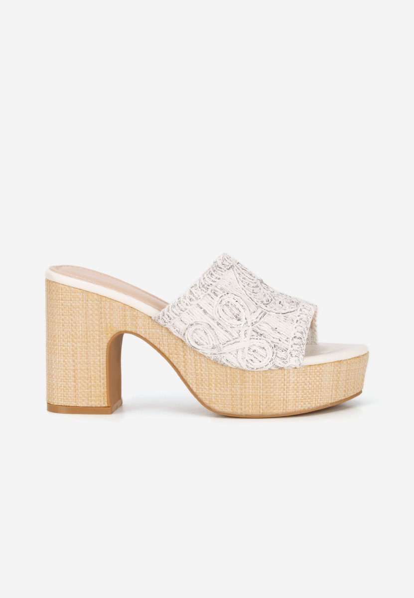 Rossena fehér magassarkú papucs