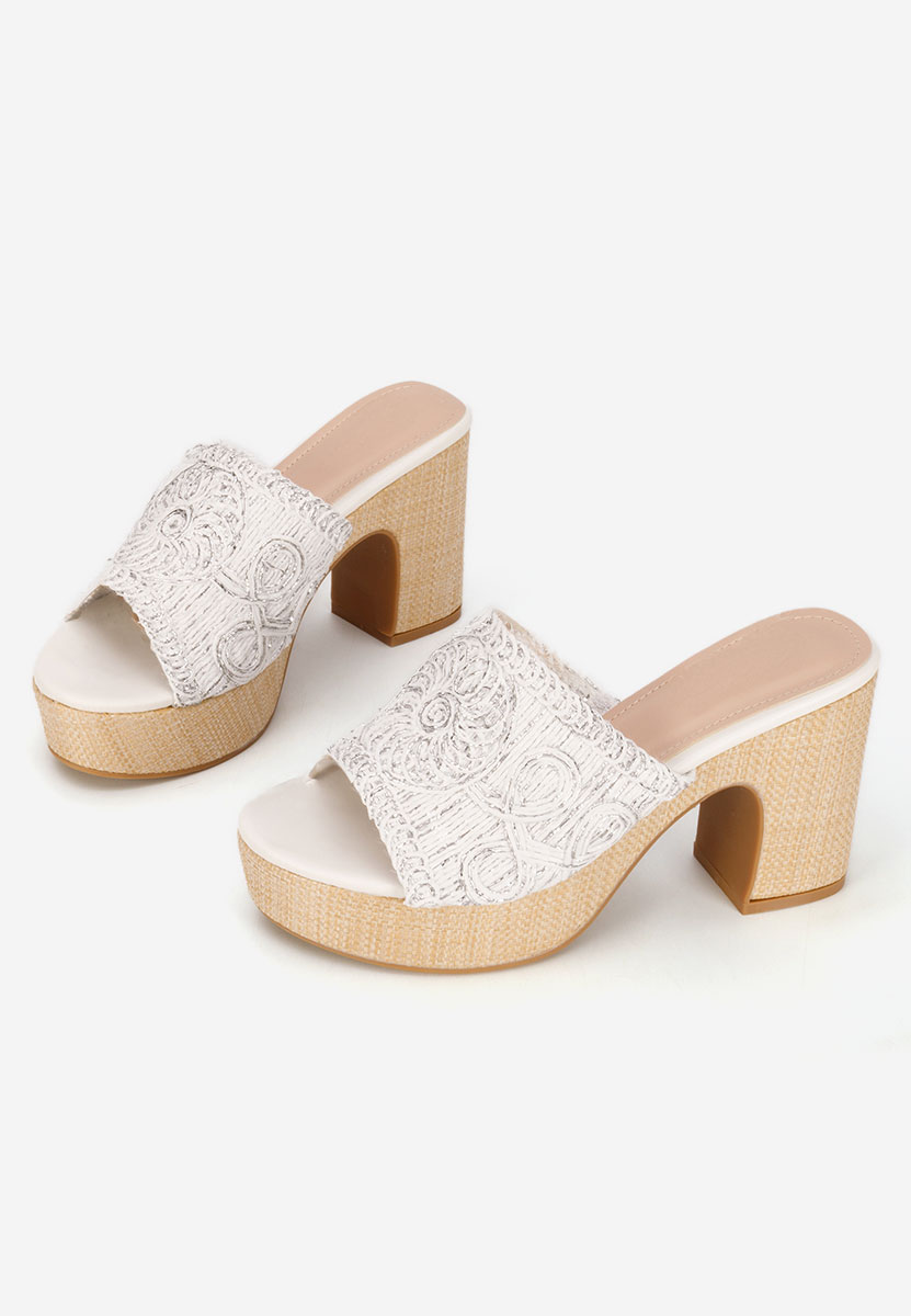 Rossena fehér magassarkú papucs