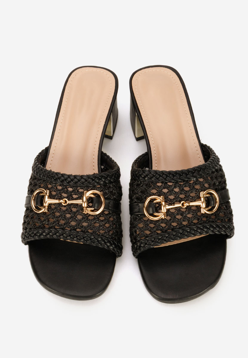 Giustinia fekete magassarkú papucs