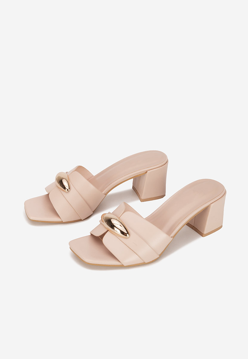 Siminea bézs magassarkú papucs