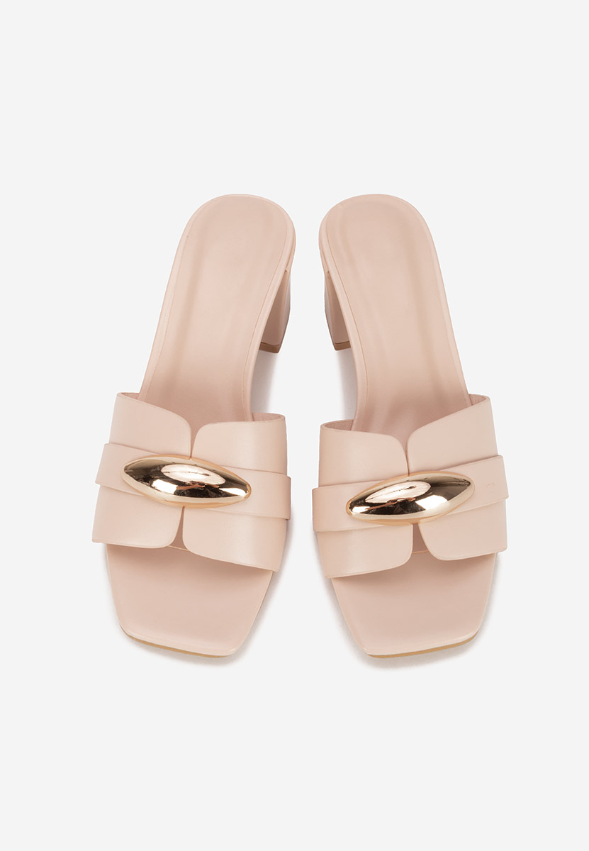 Siminea bézs magassarkú papucs