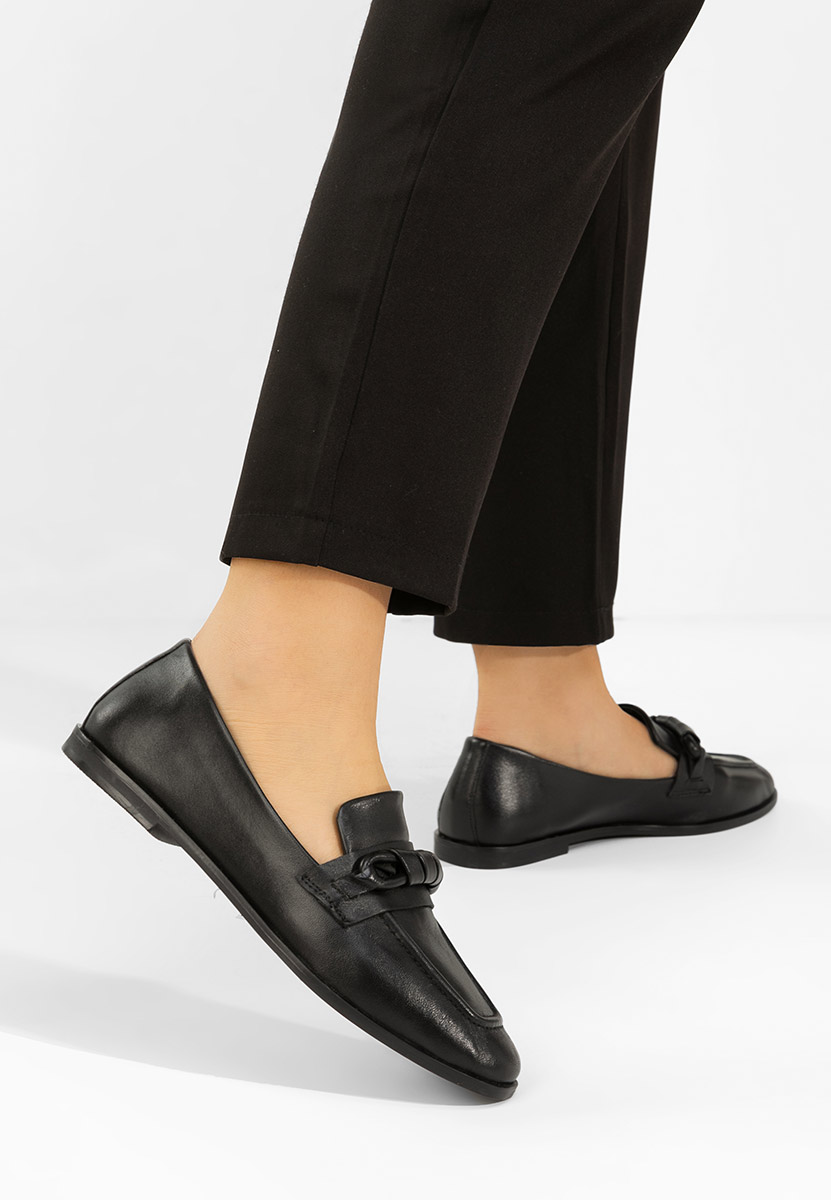 Meltana fekete bőr mokaszin női