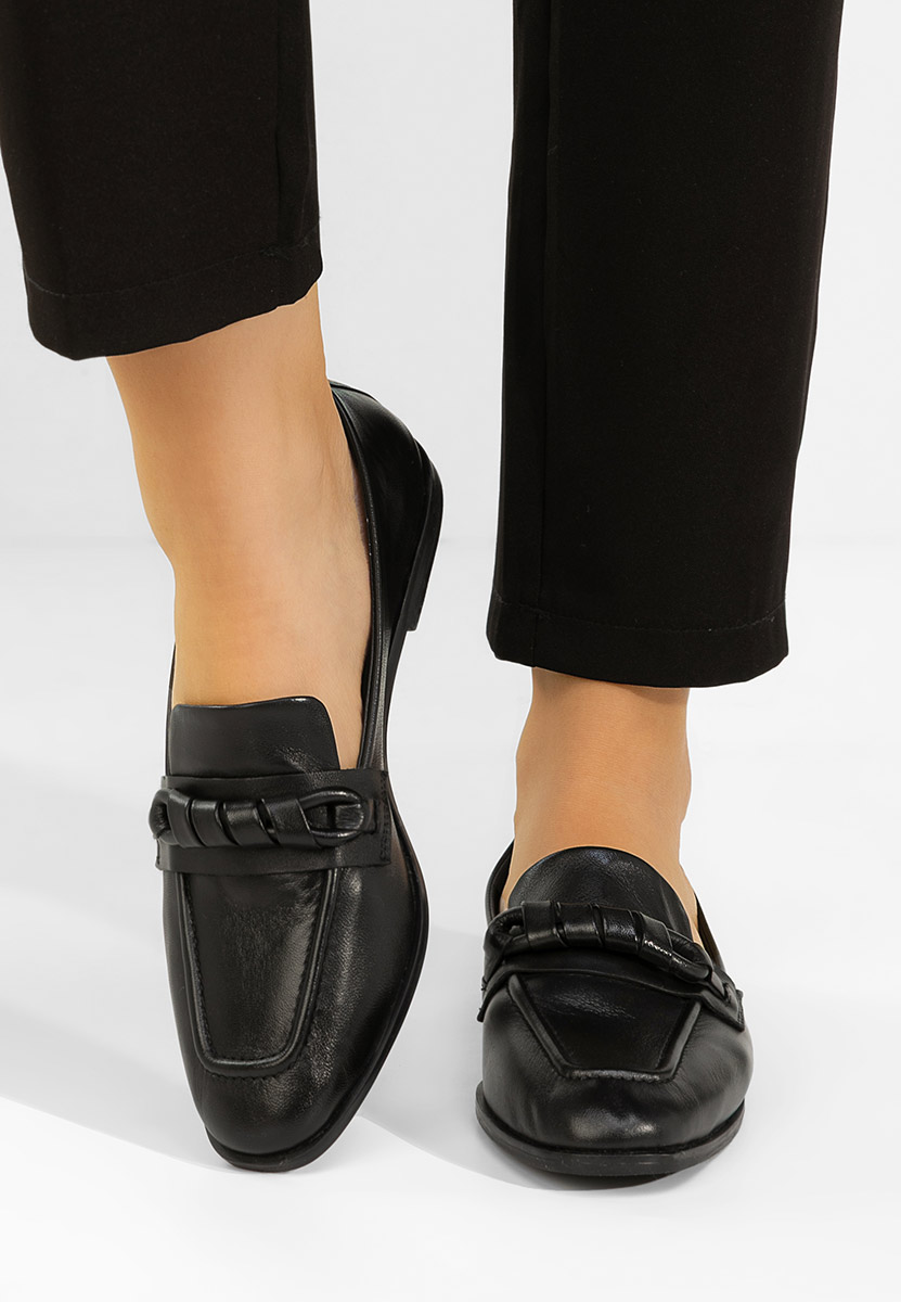 Meltana fekete bőr mokaszin női