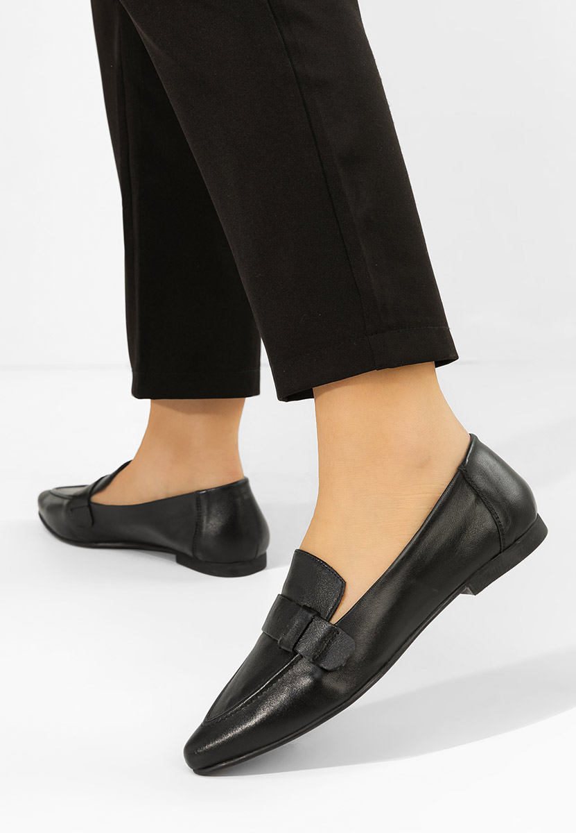 Catrinelia fekete bőr mokaszin női