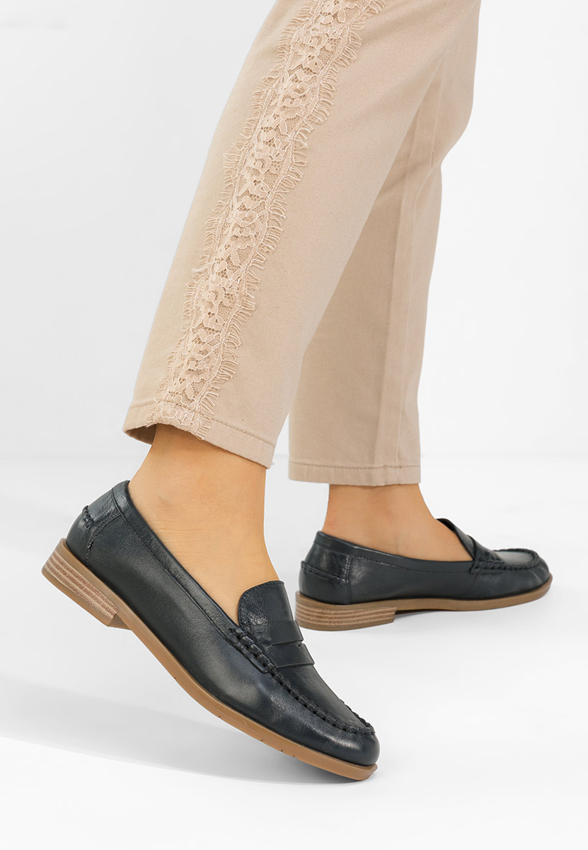 Meltanea tengerészkék bőr mokaszin női