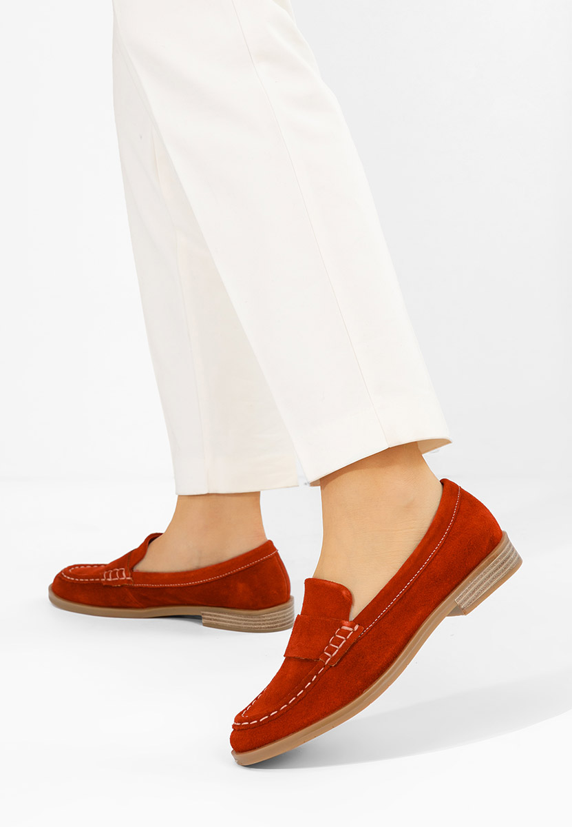 Lariona piros bőr mokaszin női