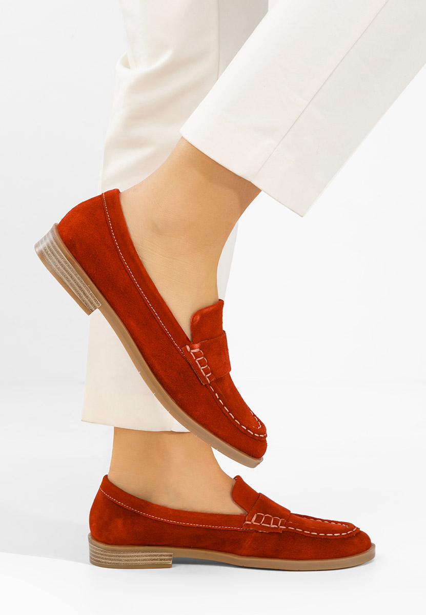 Lariona piros bőr mokaszin női