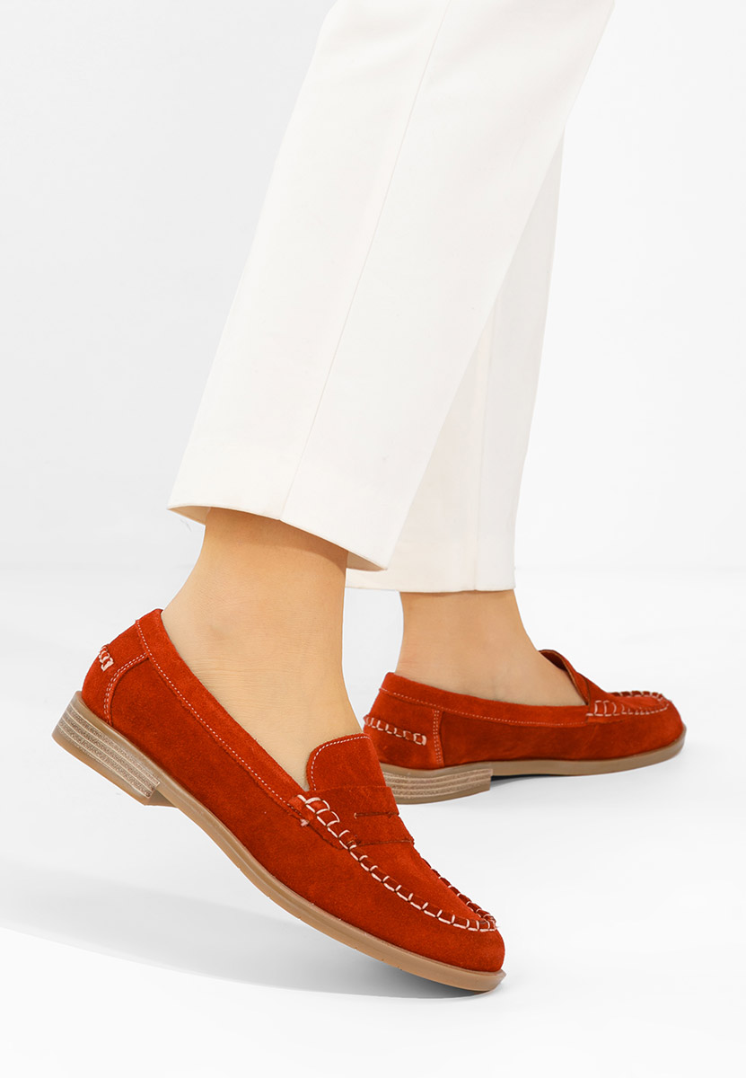 Meltanea piros bőr mokaszin női