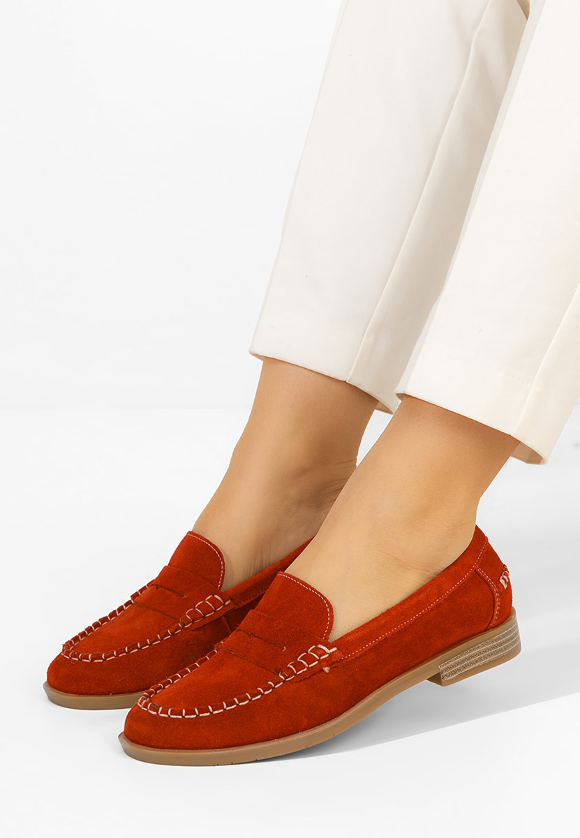 Meltanea piros bőr mokaszin női