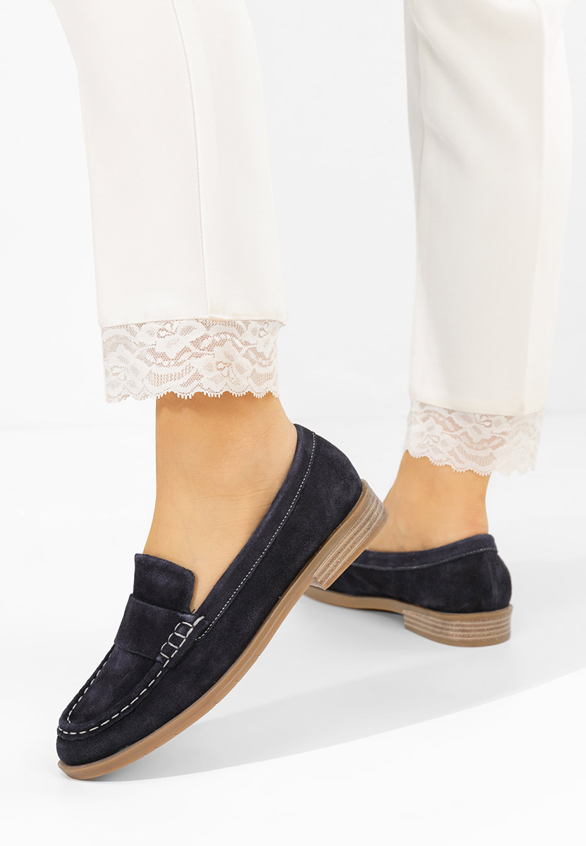 Lariona tengerészkék bőr mokaszin női