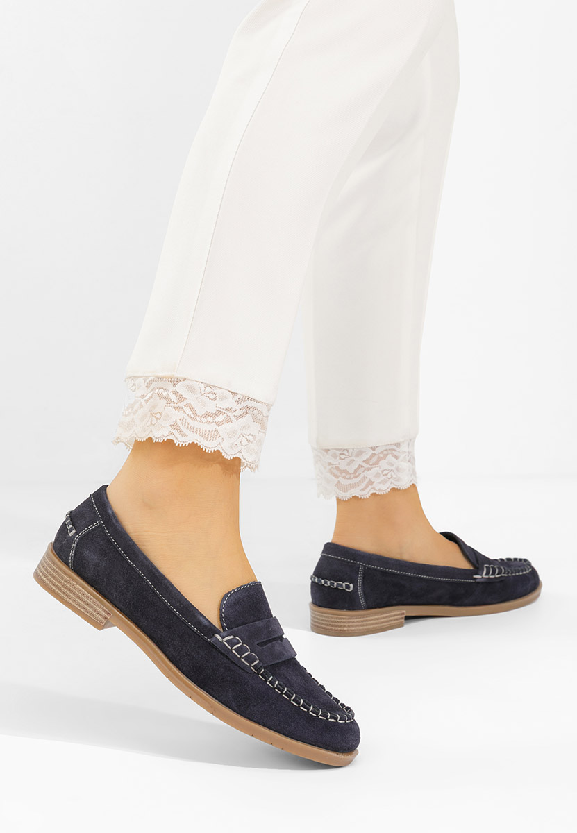 Meltanea v2 tengerészkék bőr mokaszin női