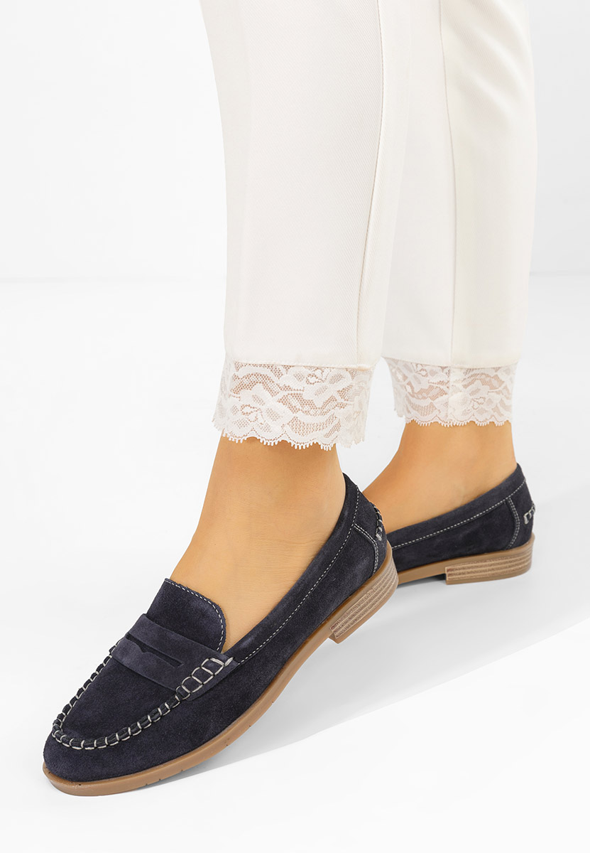 Meltanea v2 tengerészkék bőr mokaszin női