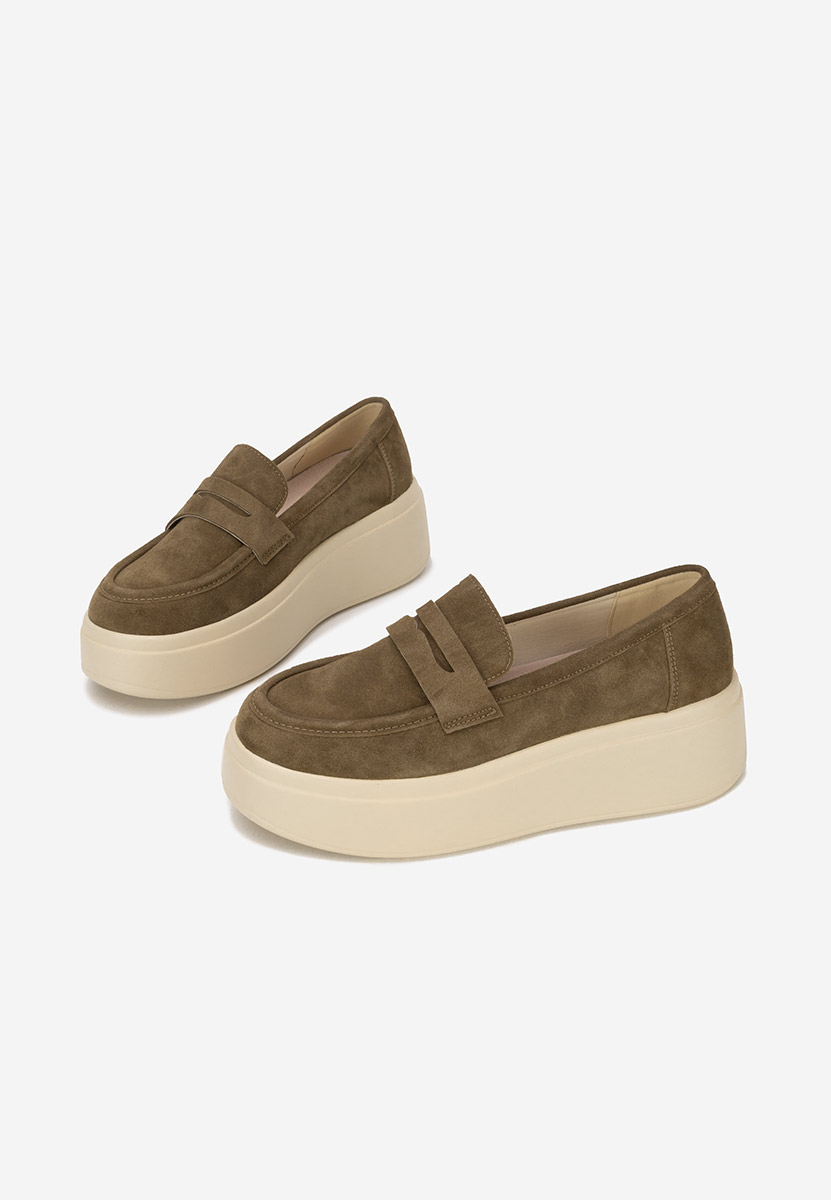 Herminia zöld telitalpú platform mokaszin