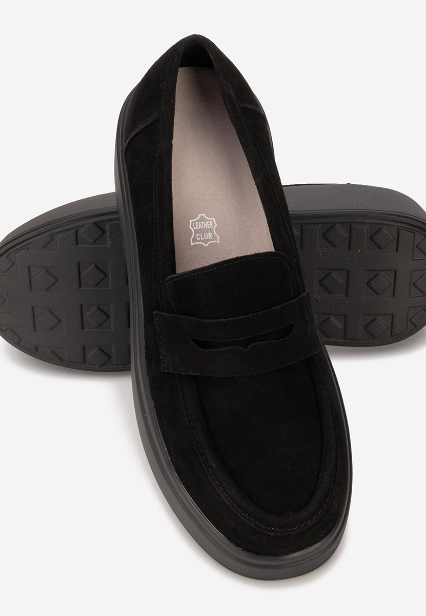 Herminia fekete telitalpú platform mokaszin