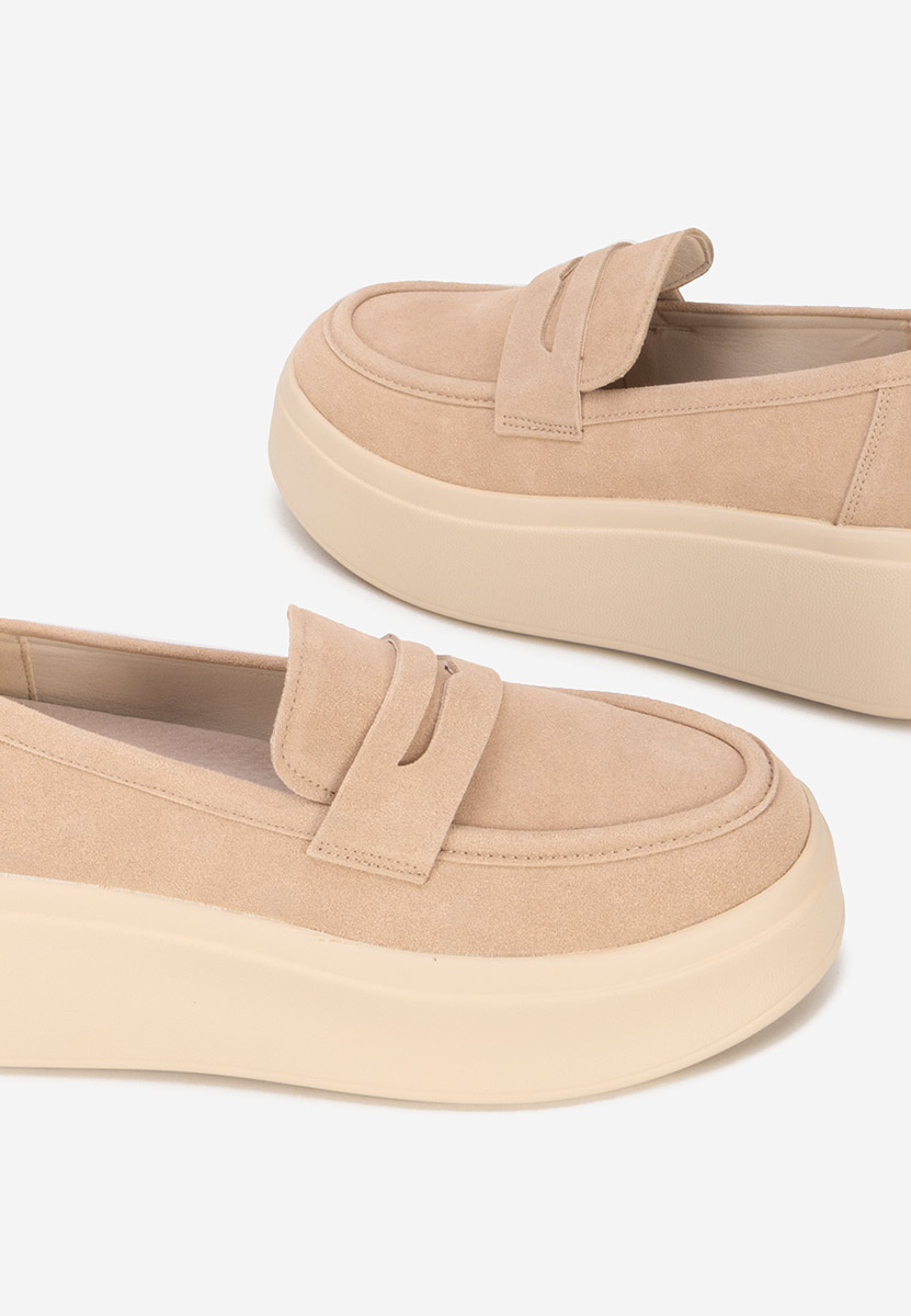 Herminia bézs telitalpú platform mokaszin