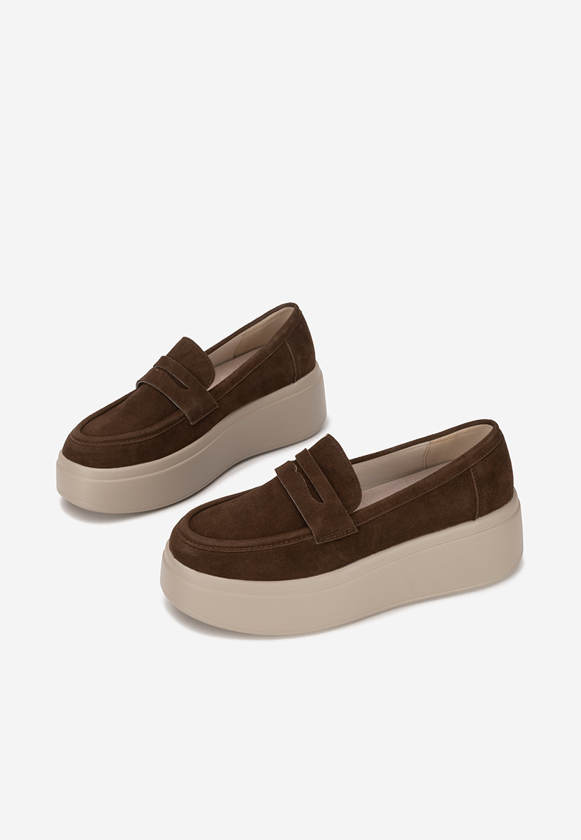 Herminia barna telitalpú platform mokaszin