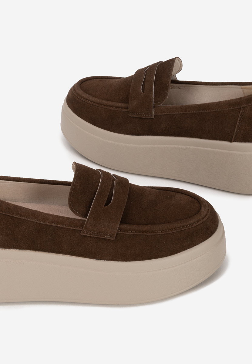 Herminia barna telitalpú platform mokaszin