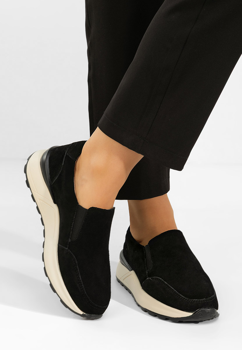 Olinia fekete női bőr sneaker