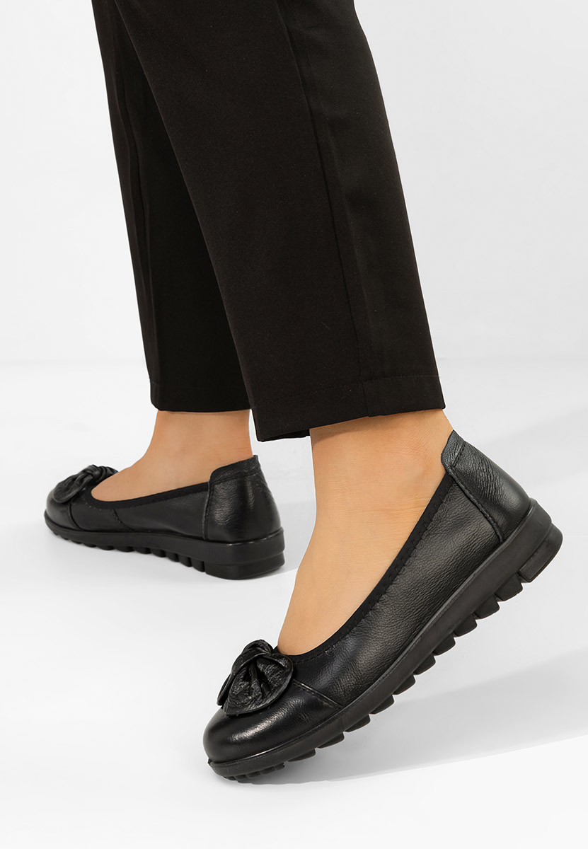 Giuliena fekete bőr balerina