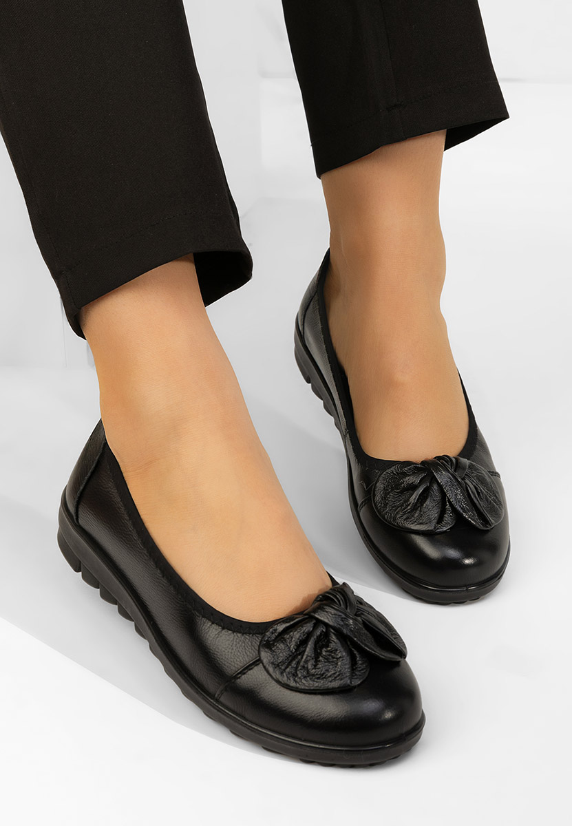 Giuliena fekete bőr balerina