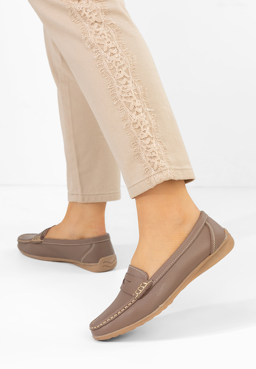 Cheria khaki bőr mokaszin női