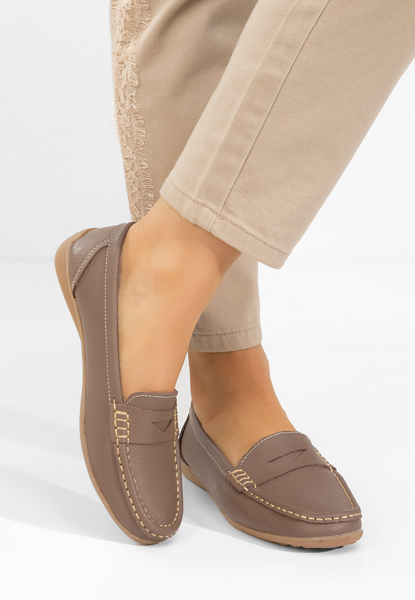 Cheria khaki bőr mokaszin női