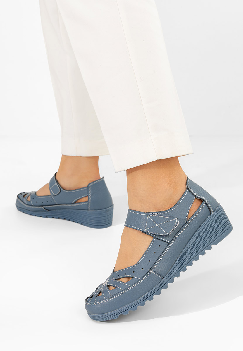 Denim cassina v2 kék bőr balerina