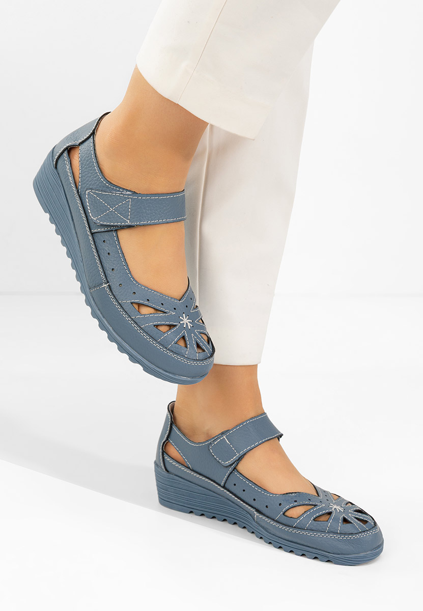 Denim cassina v2 kék bőr balerina