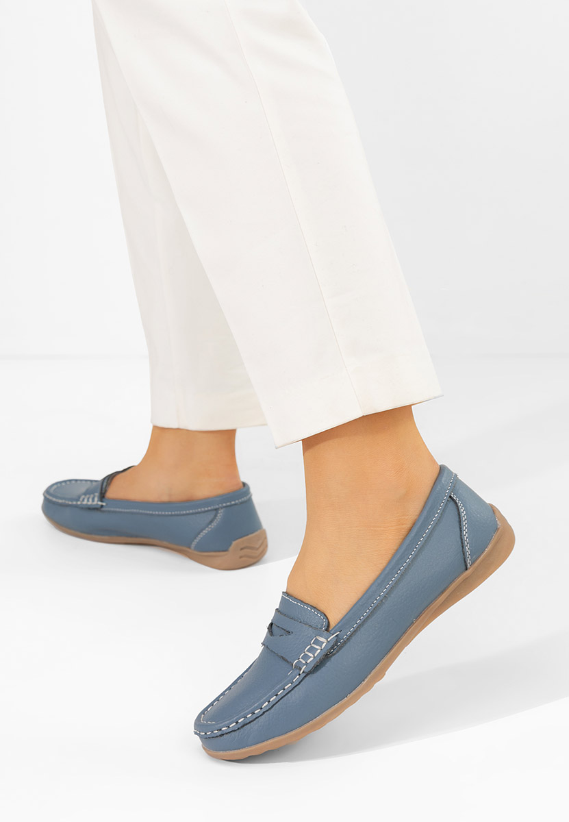 Cheria kék bőr mokaszin női